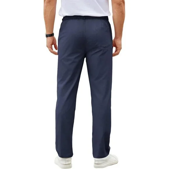 Coofandy Men Navy Blue Elastic Waist Business Dress Pants with Pockets